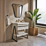 ΕΠΙΠΛΟ ΜΠΑΝΙΟΥ PROGETTO-OLTRE 80 cm ΣΕ ΟΨΗ ΛΕΥΚΟΥ ΜΑΡΜΑΡΟΥ ΜΕ ΜΠΕΖ ΝΕΡΑ