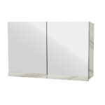 Κρεμαστό Ντουλάπι Μπάνιου Brilia90 με Διπλό Καθρέφτη & Επένδυση Μελαμίνης Με Όψη Με Όψη Λευκού Μάρμαρου & Μπέζ Νερά