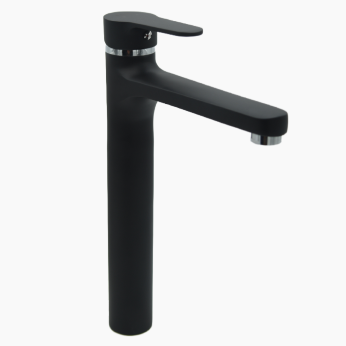 SIYAH CESME 1[-700x700 Μπαταρία Νιπτήρα Πάγκου Ορειχάλκινη Forte M 2422-BLC Ματ Μαύρο - Image 1