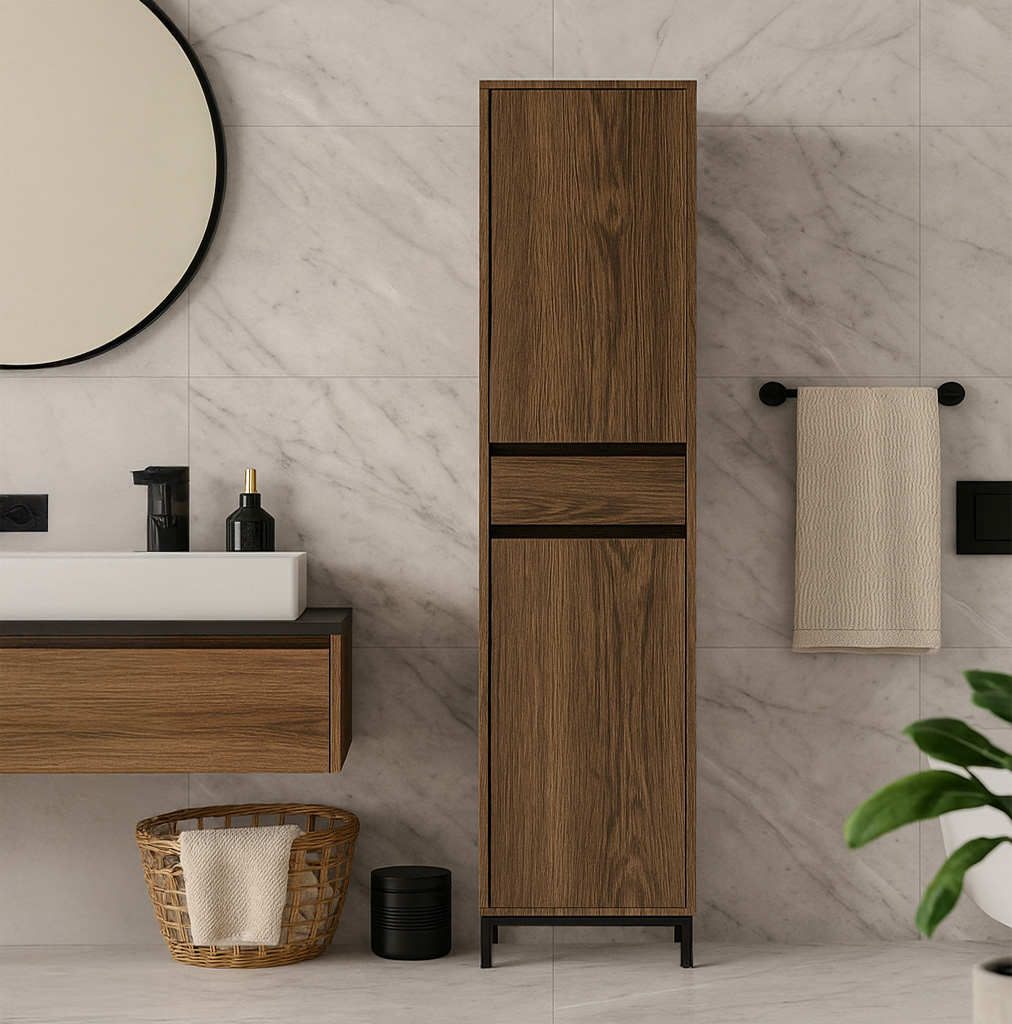 Stili 7763 ΣΤΗΛΗ ΜΠΑΝΙΟΥ VENTO-7763 ΜΕ ΑΠΟΧΡΩΣΗ ΣΚΟΥΡΟ ΞΥΛΟ - Image 1