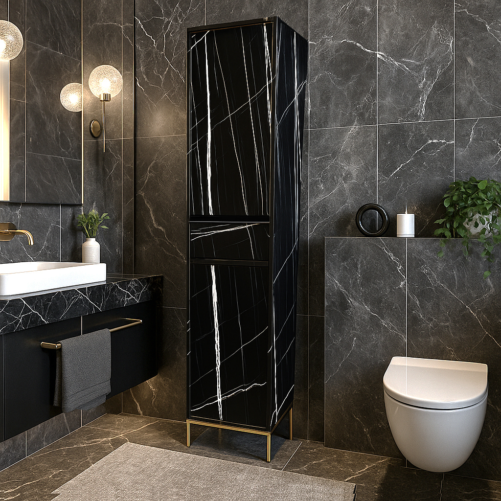 Stili 7767 ΣΤΗΛΗ ΜΠΑΝΙΟΥ VENTO-7767 ΜΕ ΟΨΗ ΜΑΥΡΟ ΜΑΡΜΑΡΟ - Image 1