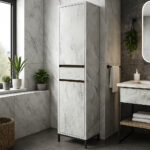 ΣΤΗΛΗ ΜΠΑΝΙΟΥ VENTO-7775 ΜΕ ΟΨΗ ΛΕΥΚΟ ΜΑΡΜΑΡΟ ΜΕ ΓΚΡΙ ΝΕΡΑ