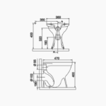 Λεκάνη Δαπέδου Πορσελάνης Cerastyle Υψηλής Πιέσεως με Μπιντέ 005100-p Πισωστόμια Λευκή Σετ - Image 2