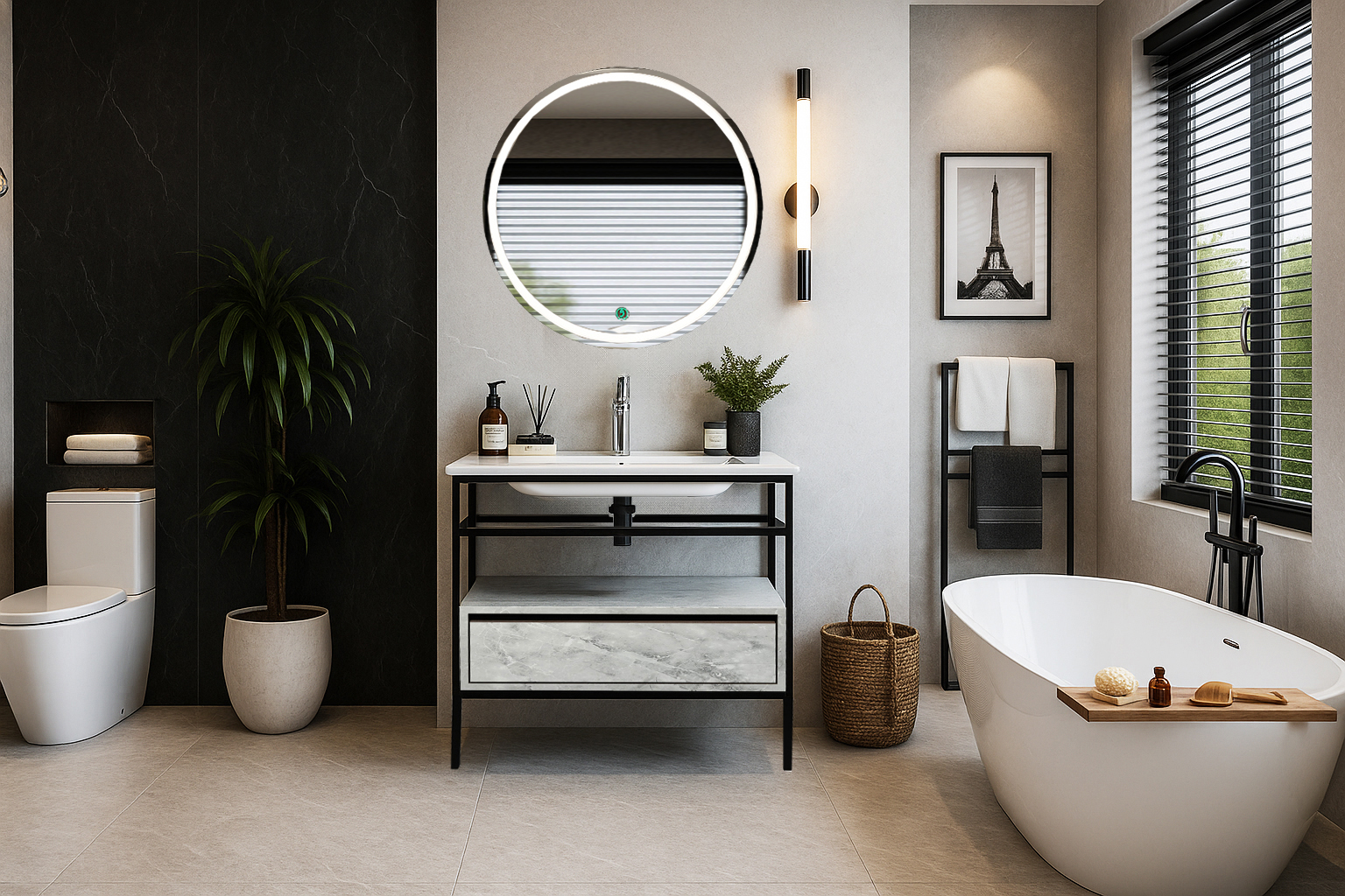 perasa-Bath 1 7775 100ari ΕΠΙΠΛΟ ΜΠΑΝΙΟΥ ZENOS 7775 ΠΛΑΤΟΥΣ 85cm ΣΕ ΟΨΗ ΛΕΥΚΟΥ ΜΑΡΜΑΡΟΥ ΜΕ ΓΚΡΙ ΝΕΡΑ - Image 1