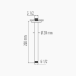 Βραχίονας Εντοιχισμού Οροφής Φ20 mm - 20 cm Ανοξείδωτος DM-2159 Χρώμιο - Image 2