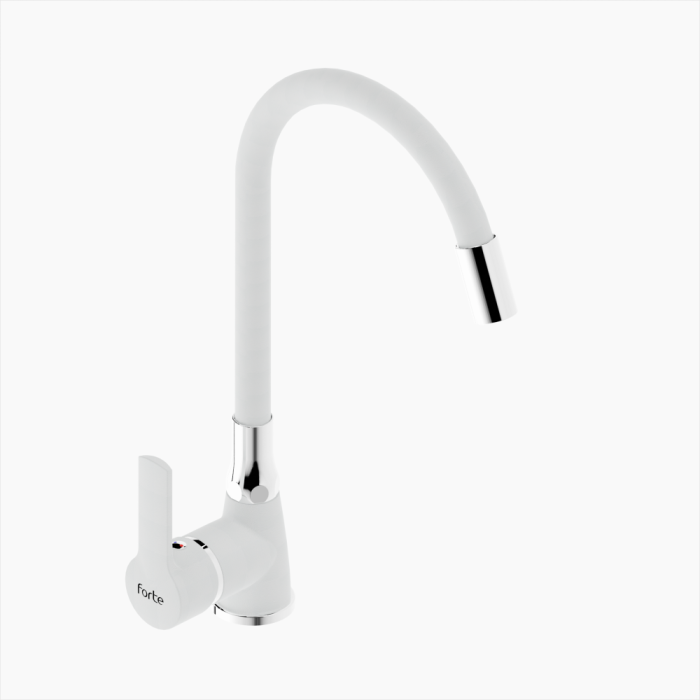 Μ_1604_WHT-FLEX-WHT-700x700 Μπαταρία Κουζίνας Ορειχάλκινη με Ελαστικό Ρουξούνι Forte M 1604-WHT Flex Ματ Λευκό - Image 1