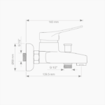 Μπαταρία Λουτρού Ορειχάλκινη Forte M 1801-CHR Χρώμιο - Image 3