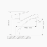 Μπαταρία Νιπτήρα Ορειχάλκινη Forte M 1812-CHR Χρώμιο - Image 3