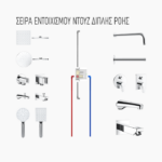 Μπαταρία Εντοιχισμού Τετράγωνη Διπλής Ροής με Διανομέα Ορειχάλκινο DM-2839 Χρυσό - Image 2